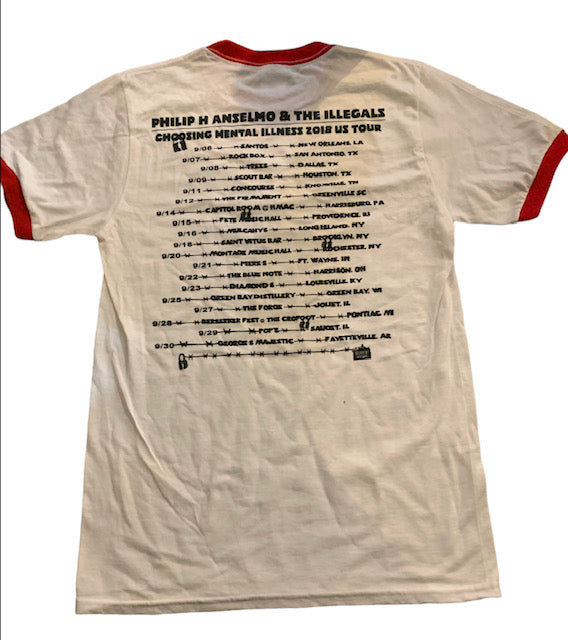 Illegals Choosing Mental Illness tour t-skjorte hvit ringer