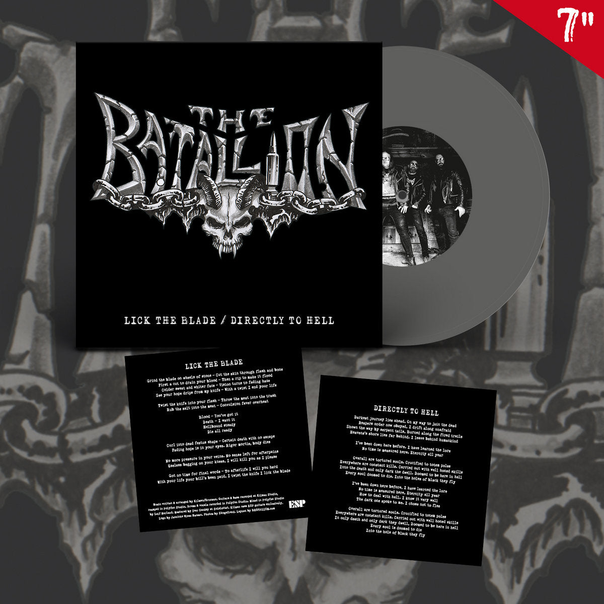 The Battalion Lick The Blade Directly To Hell 7" EP vinyl sølv