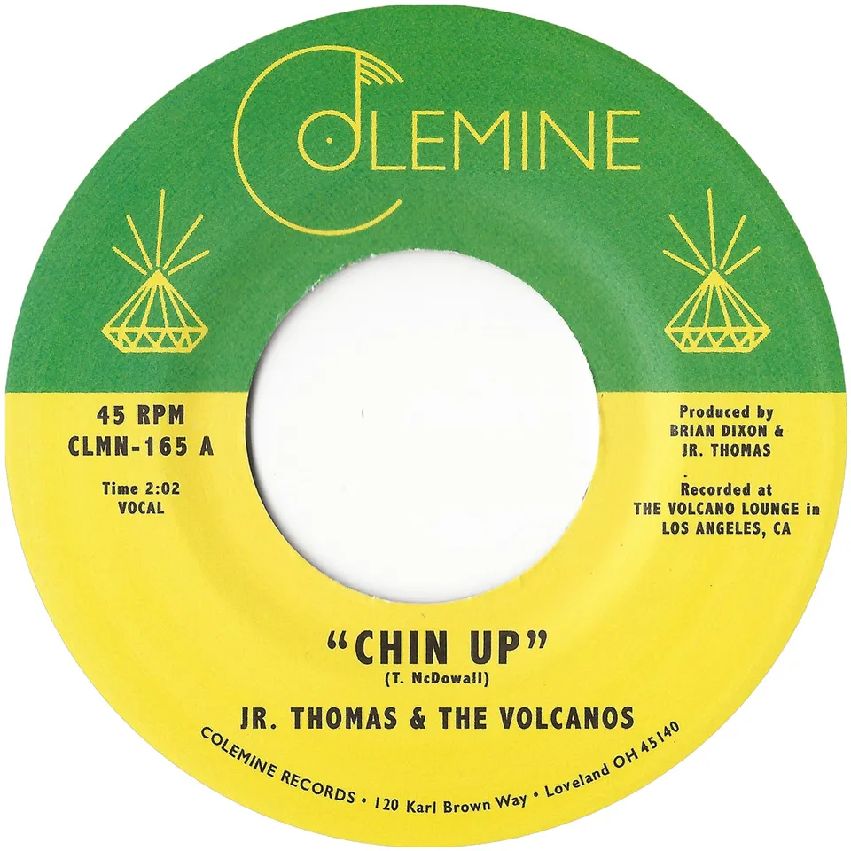 Jr. Thomas & Volcanos Chin Up vinylsingle gul 7"