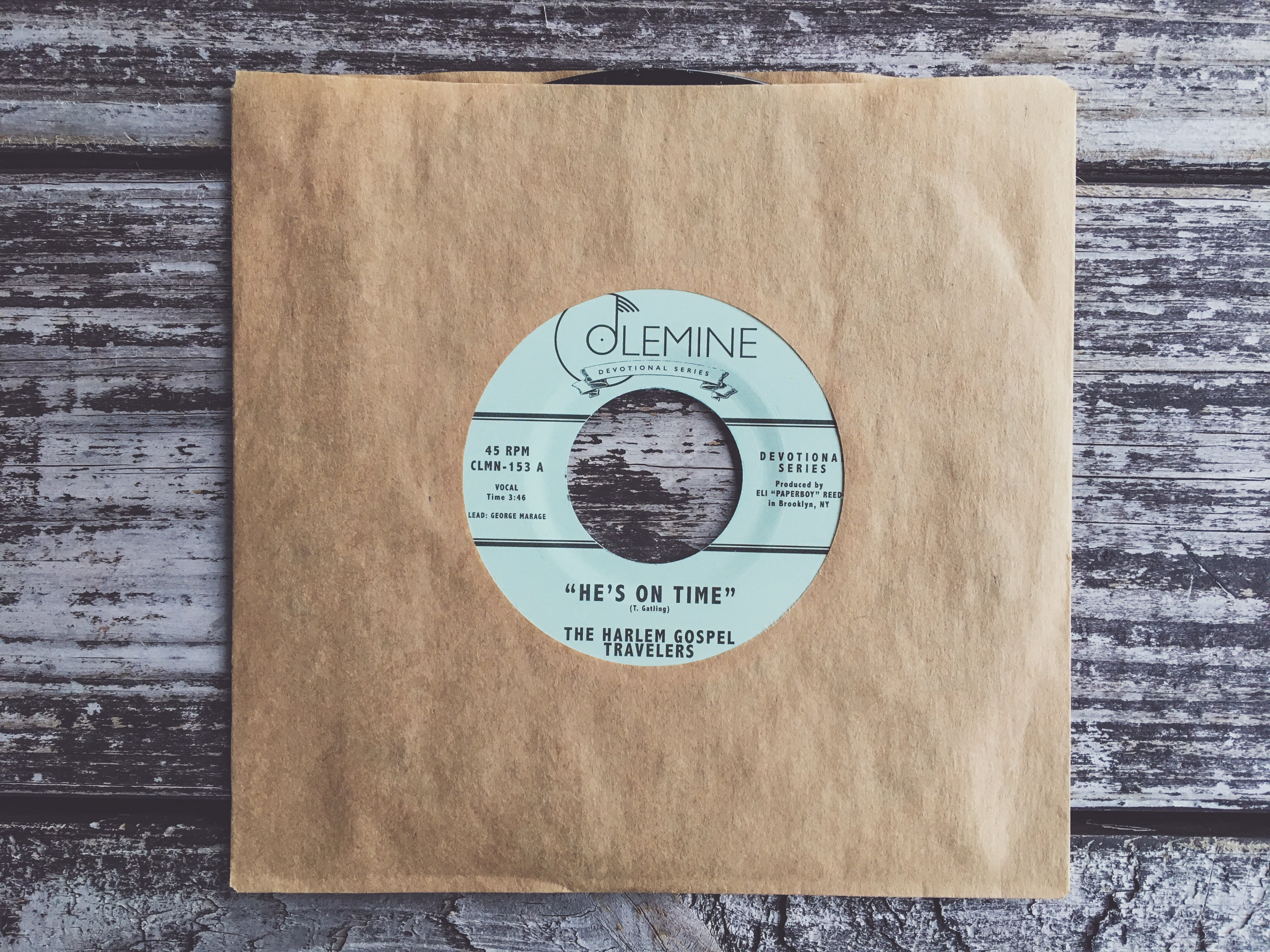 Harlem Gospel Travelers He's On Time 7" vinylsingel svart vinyl