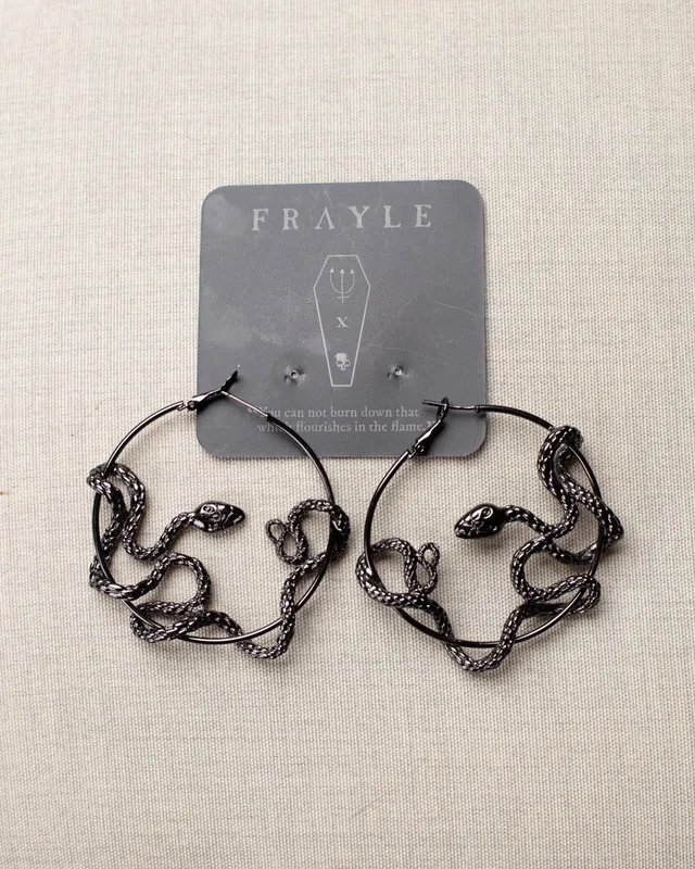 Frayle Black Snake øredobber svarte hoops