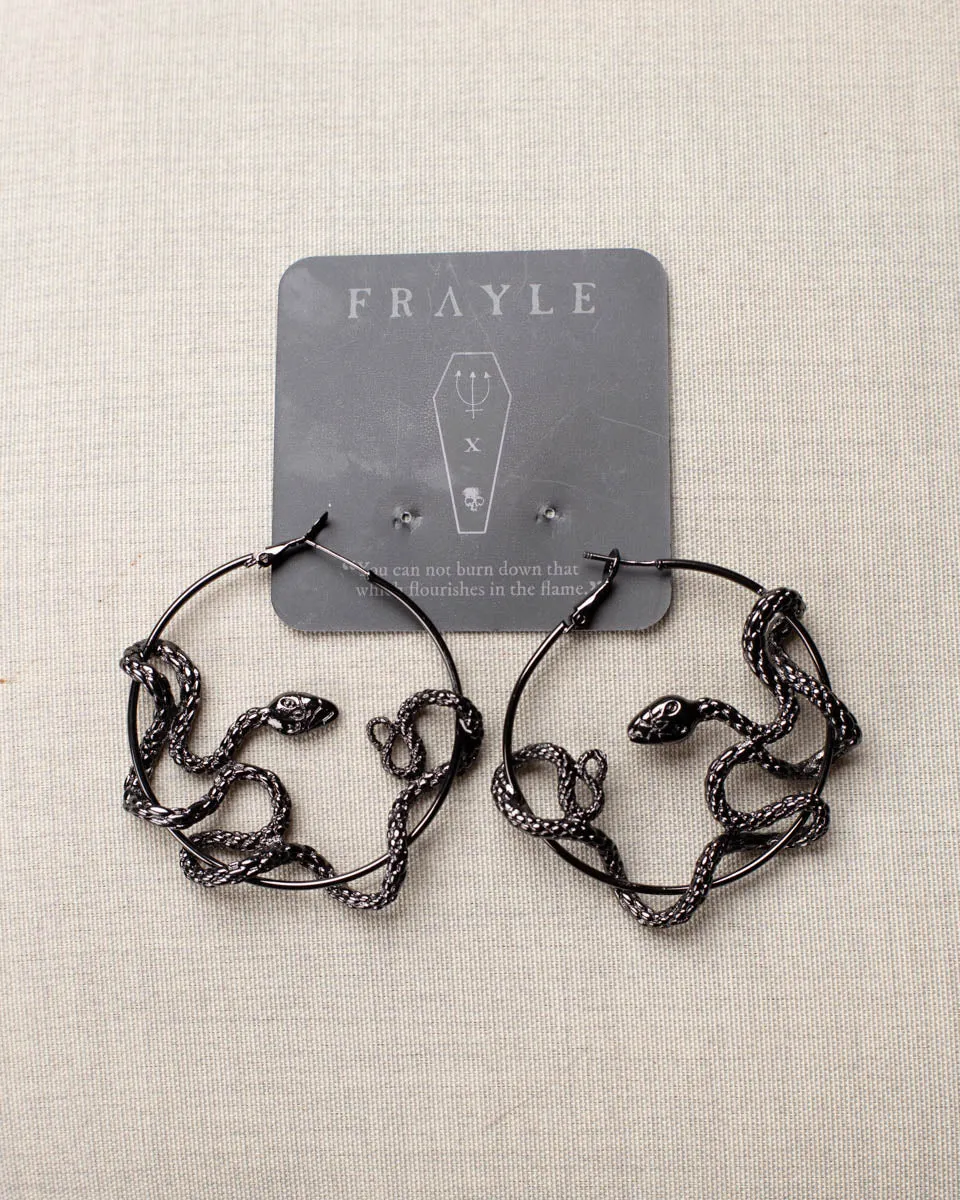 Frayle Black Snake øredobber svarte hoops
