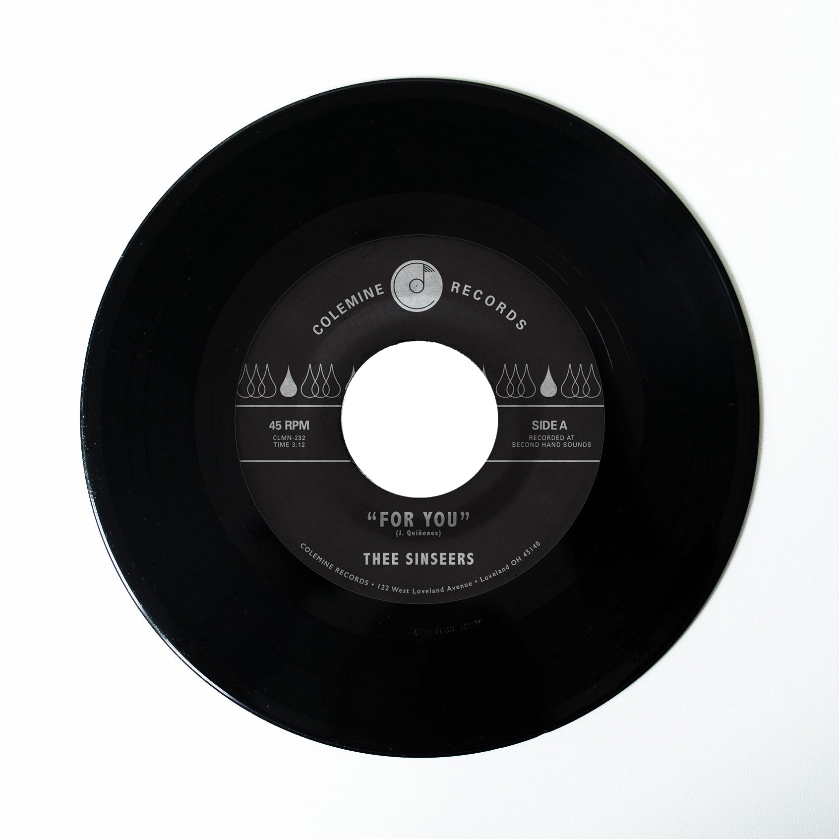 Thee Sinseers For You 7" singel blå vinyl