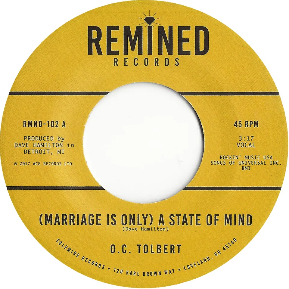 O.C. Tolbert Marriage Is Only 7" vinylsingel soul