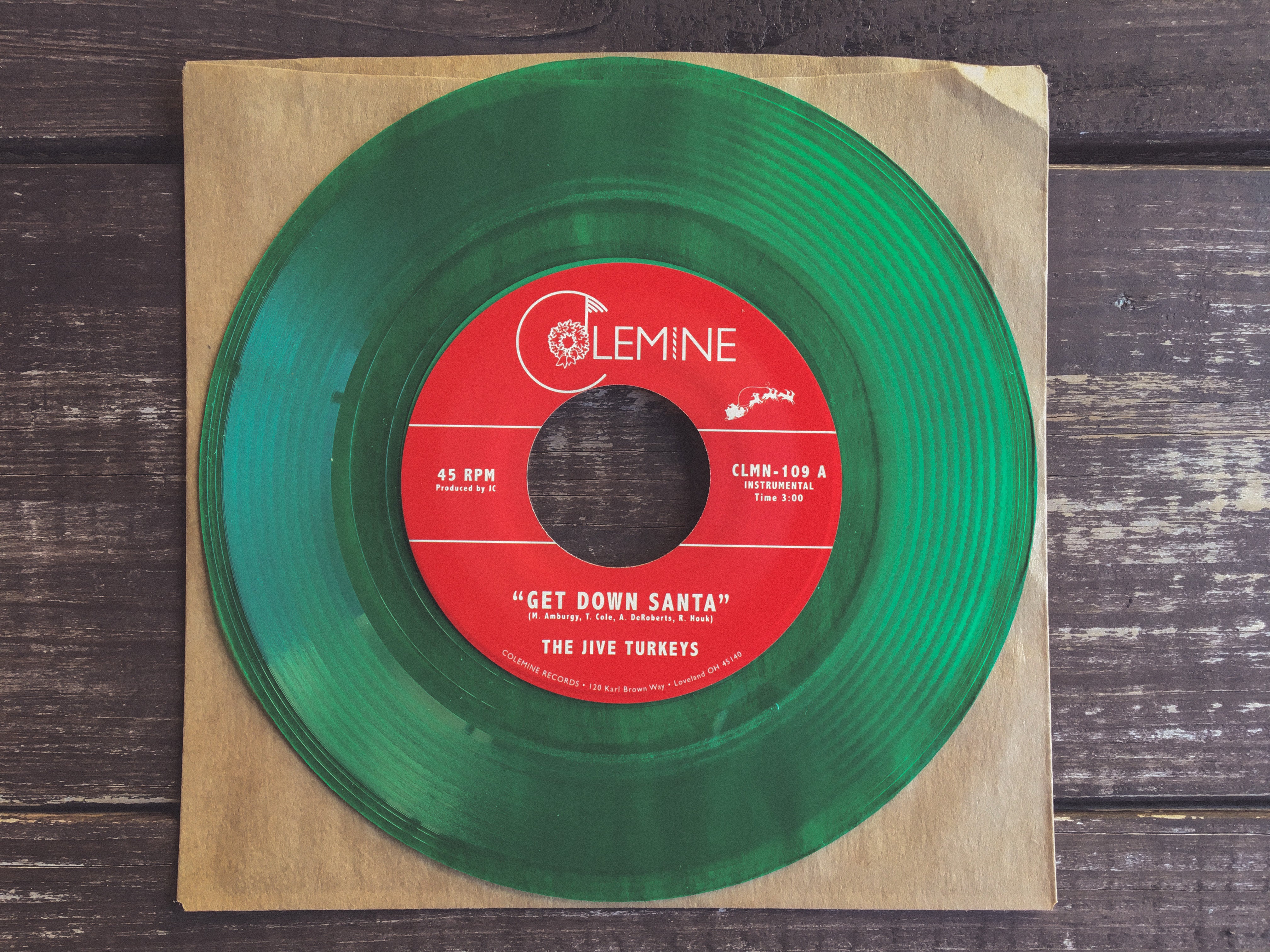 The Jive Turkeys Get Down Santa 7" grønn vinyl