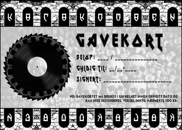 Katakomben gavekort 1750 kr fysisk til butikk