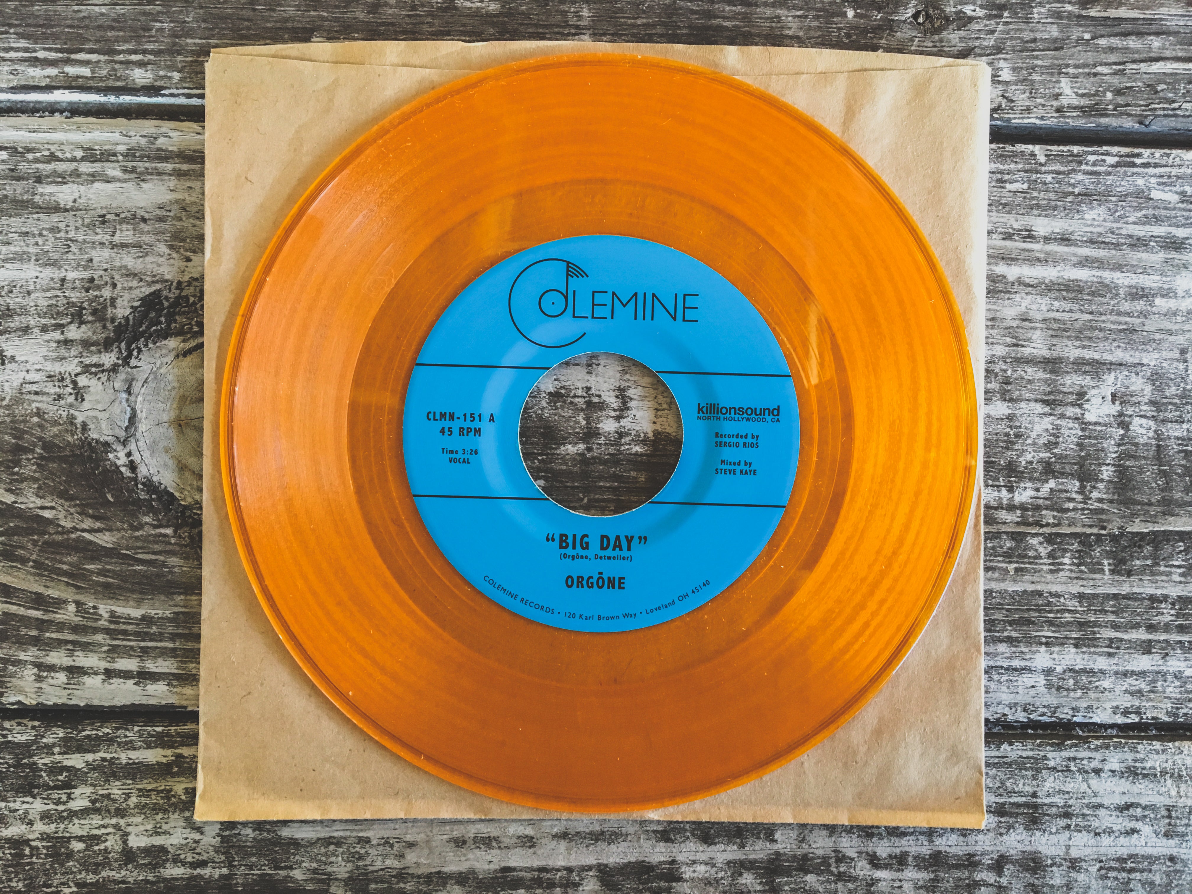 Orgone Big Day vinylsingel 7-tommer svart funk