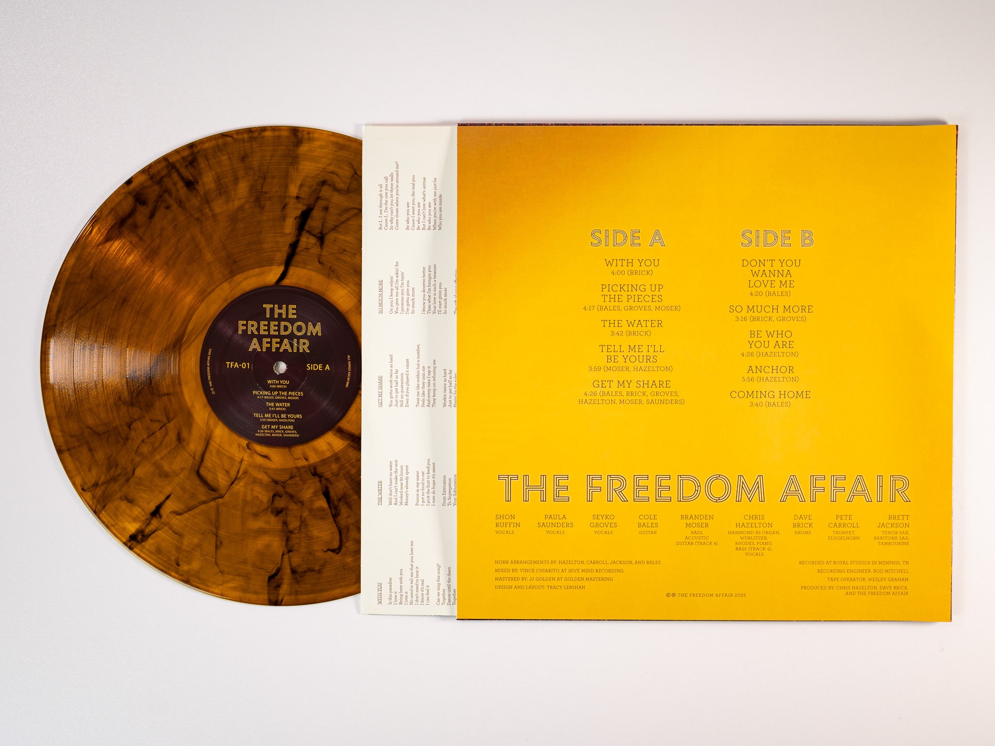 The Freedom Affair S/T LP vinylplate gold swirl