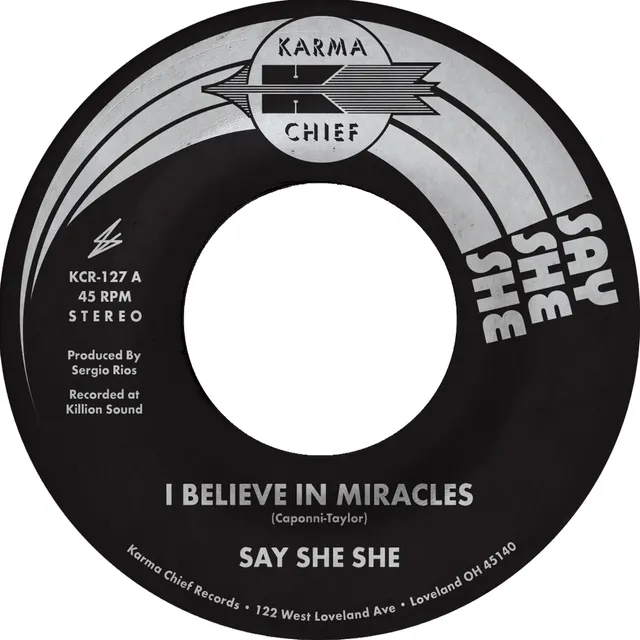 Say She She I Believe In Miracles vinyl 45 purple swirl disco
