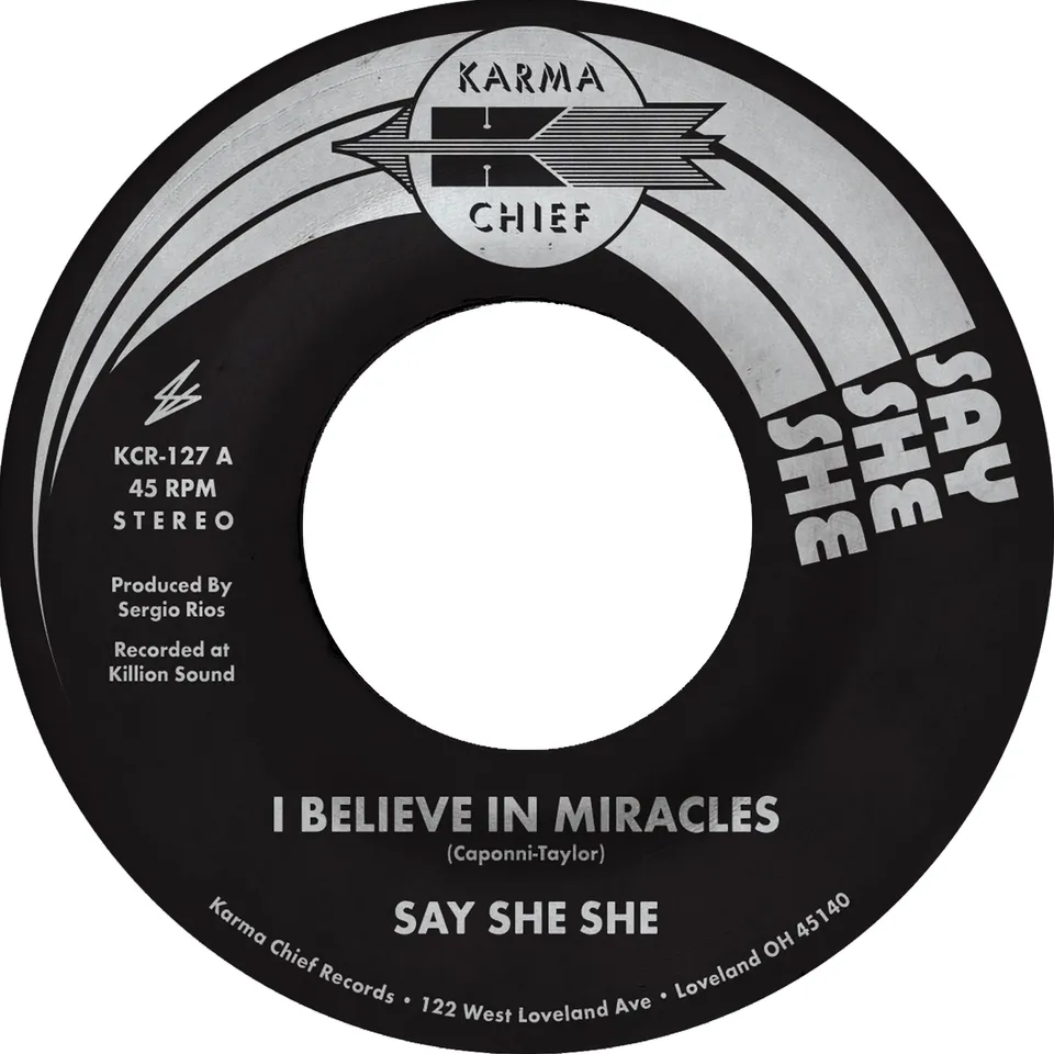 Say She She I Believe In Miracles vinyl 45 purple swirl disco