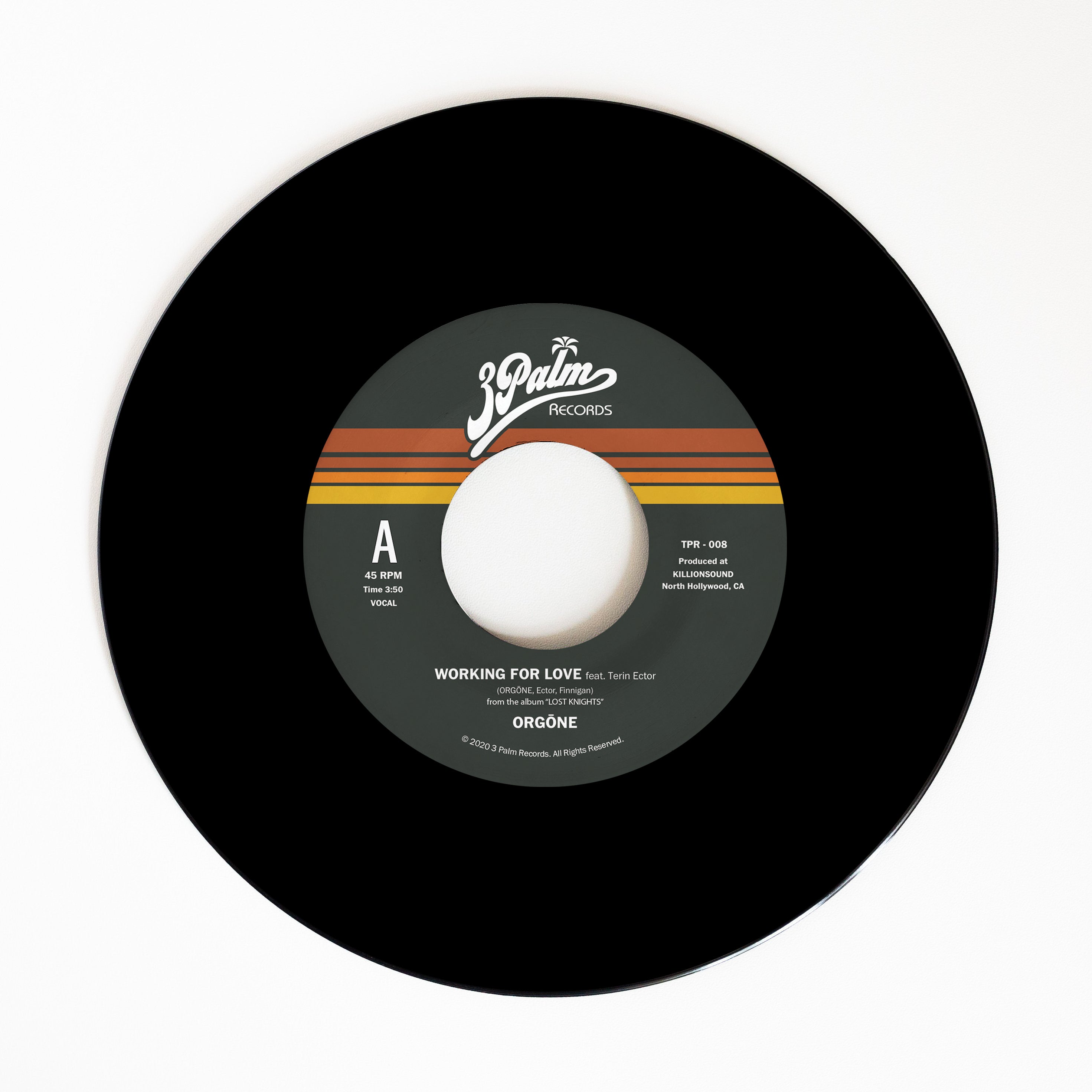 3 Palm Orgone Working For Love 7-tommer svart vinyl 45
