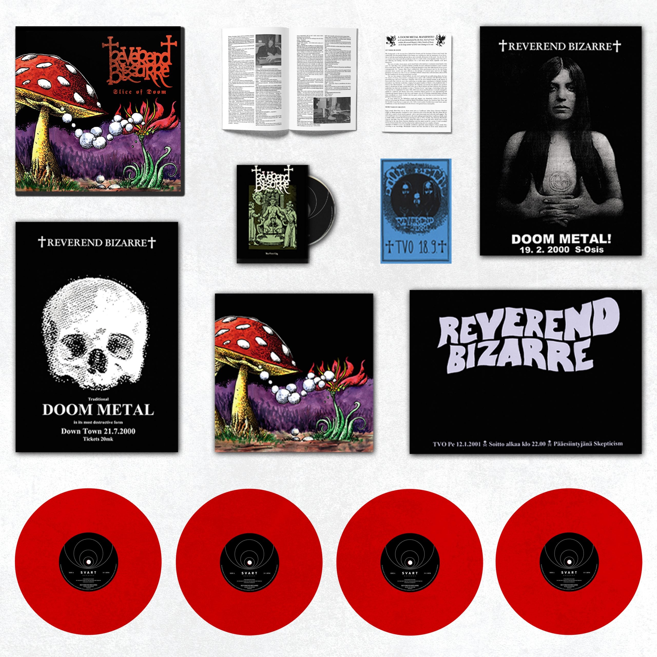 Reverend Bizarre Slice Of Doom 4LP+DVD boks rød