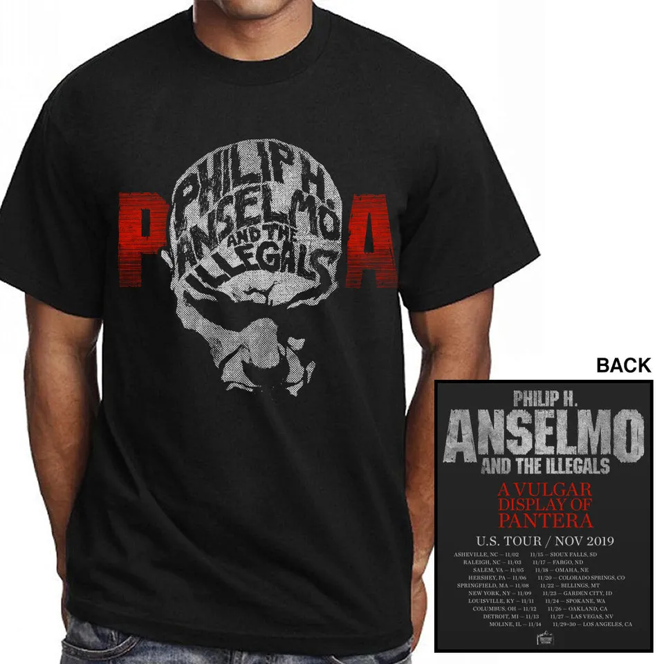Philip H. Anselmo & The Illegals Slayer Tour Backdrop t-skjorte med ryggtrykk