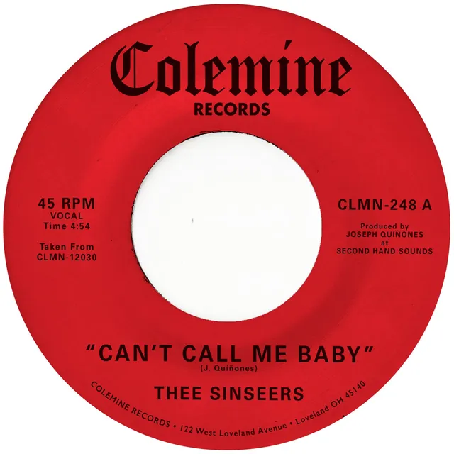Colemine Thee Sinseers Baby vinylsingel rød sweet soul