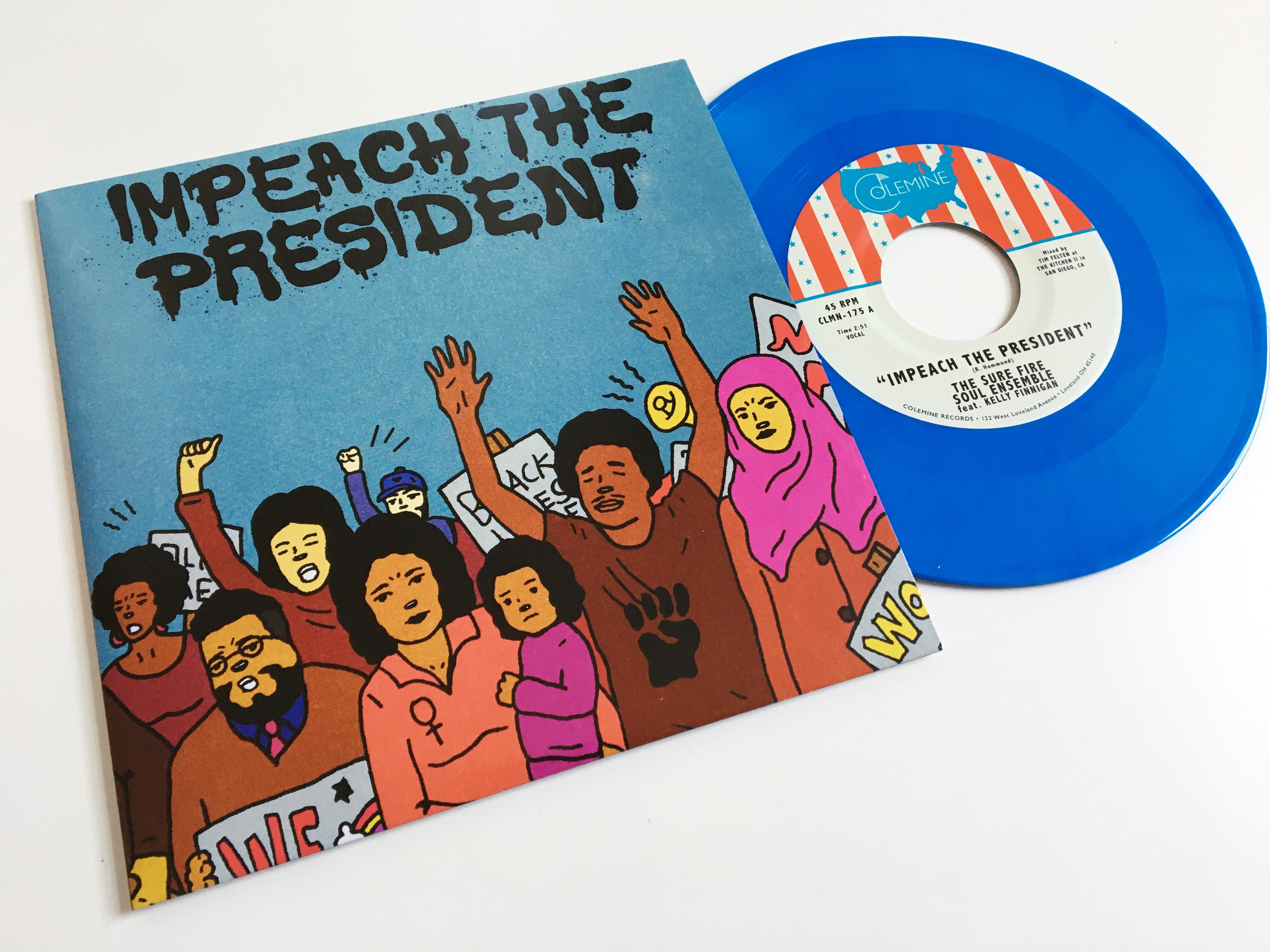 Sure Fire Soul Ensemble Impeach The President vinylsingel blå 7-tommer soul