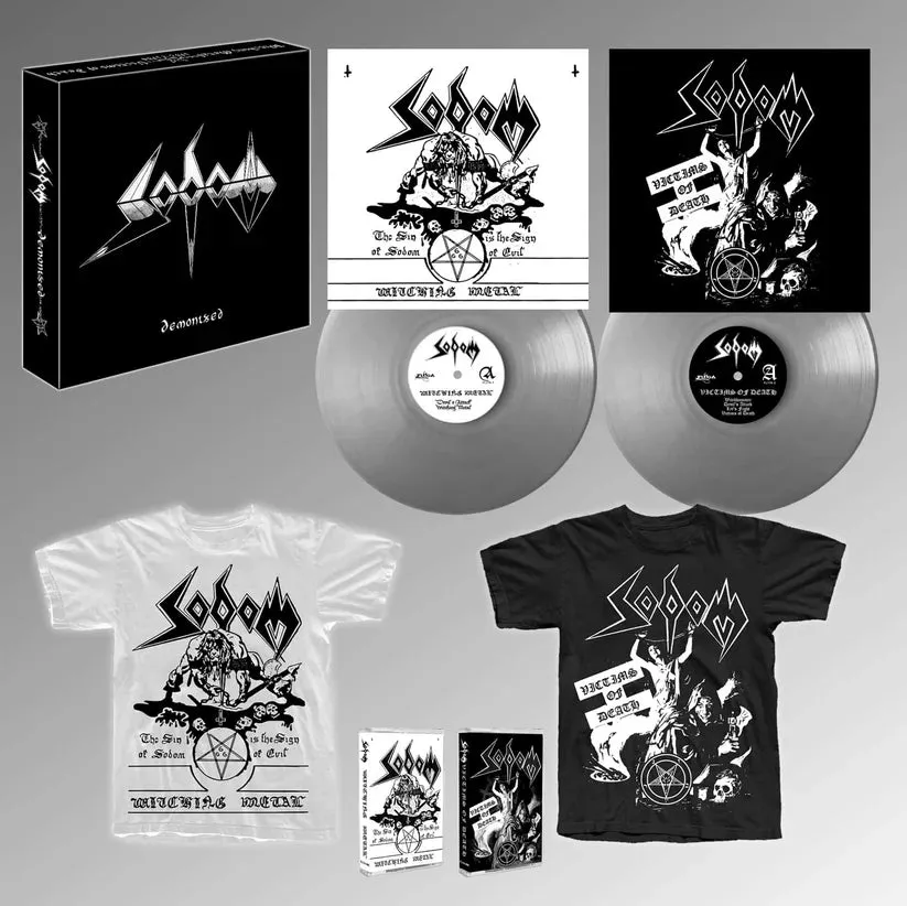 Sodom Demonized boks sølv vinyl 2LP t-skjorte