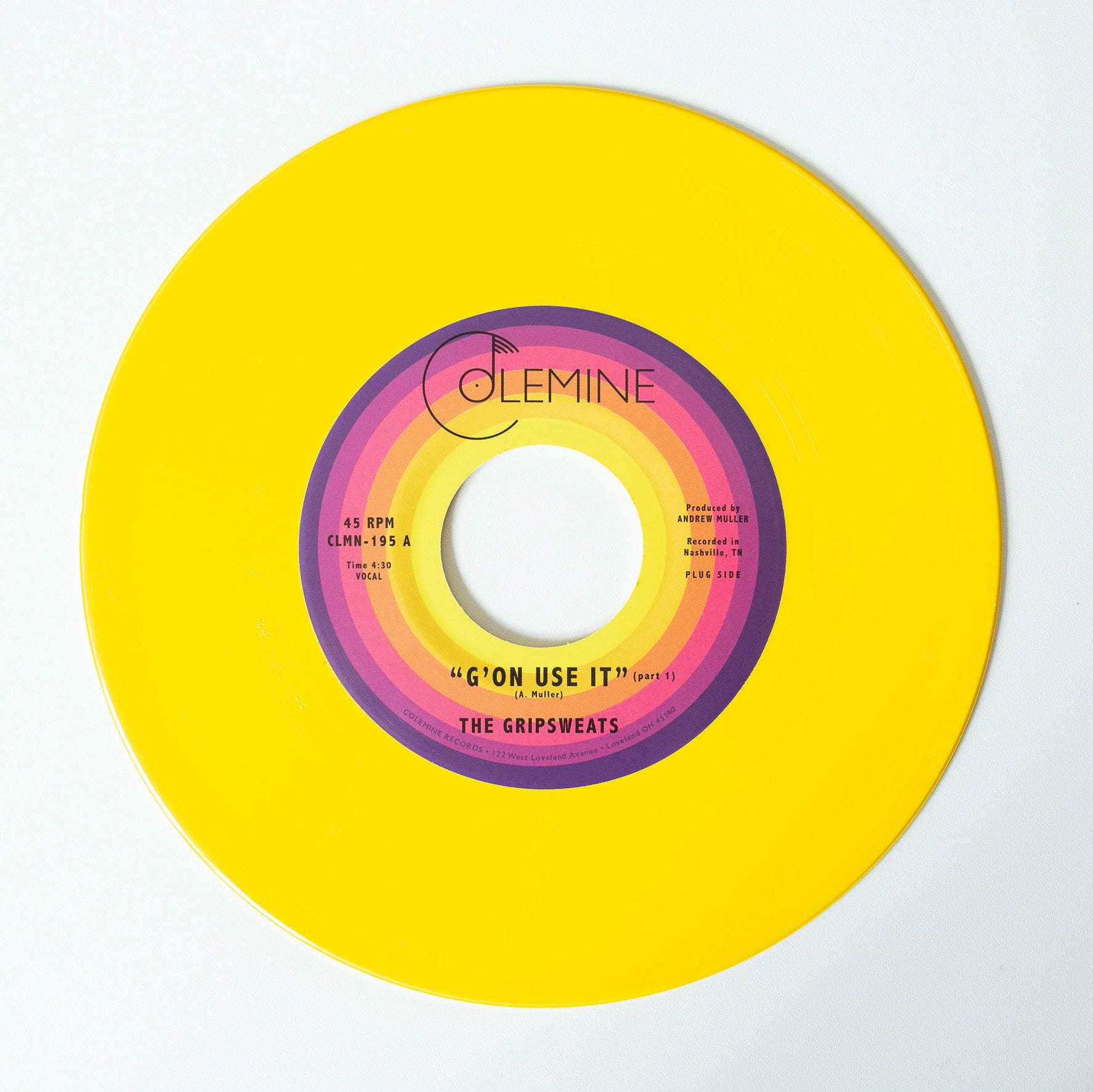 The Gripsweats G’on Use It CLMN-195 7-tommer gul funk-singel