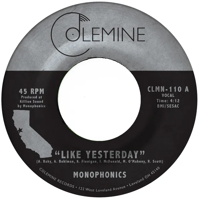 Colemine Monophonics Like Yesterday 7" singel klar vinyl funk
