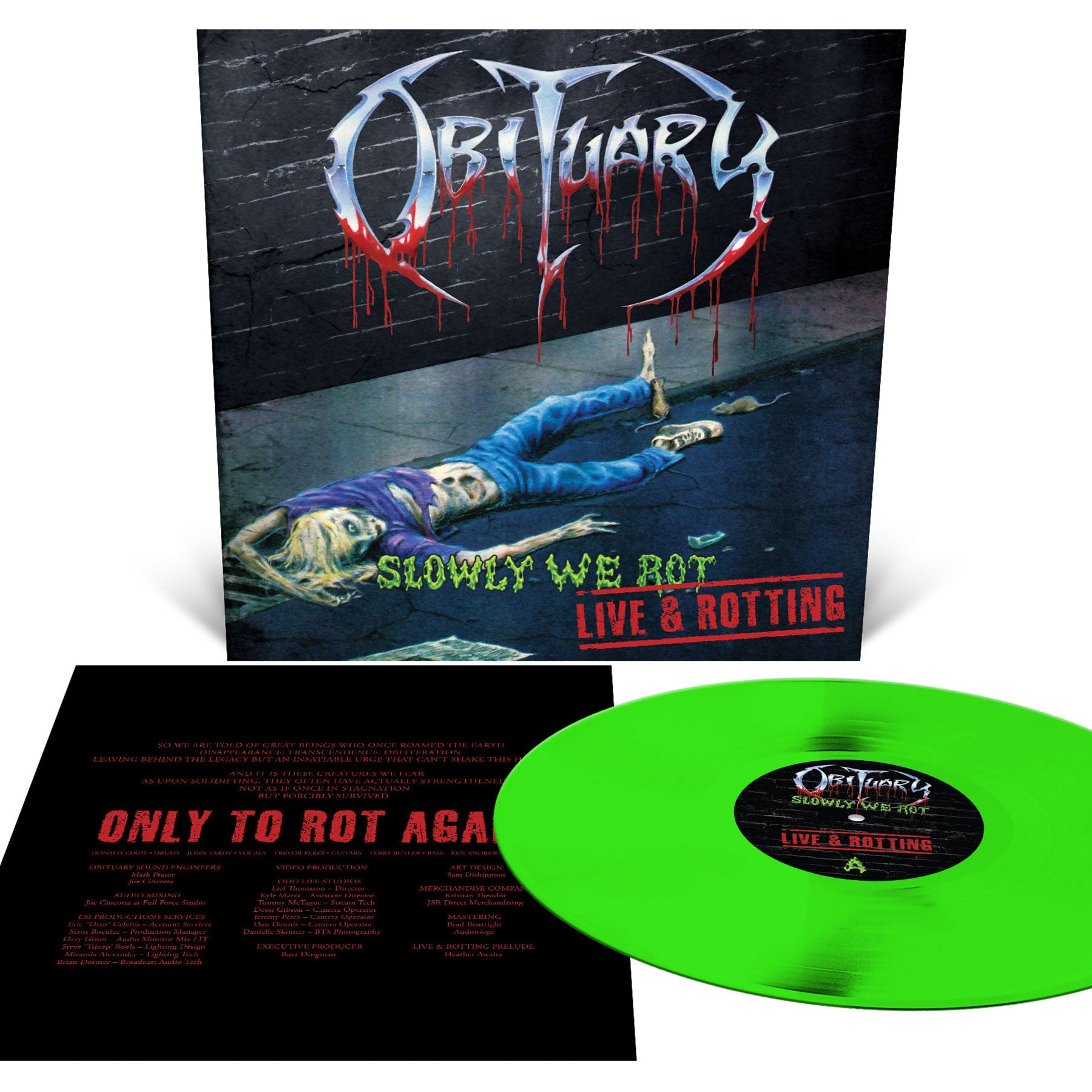 Obituary Slowly We Rot Live & Rotting LP slime green vinyl