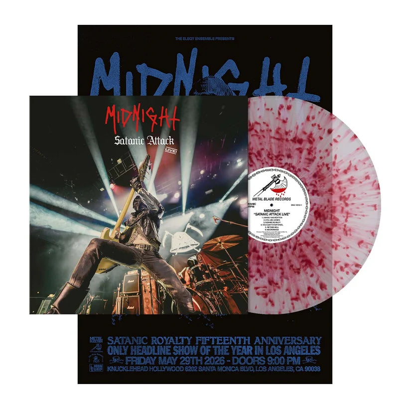 Midnight Satanic Attack Live vinylplate blood splatter