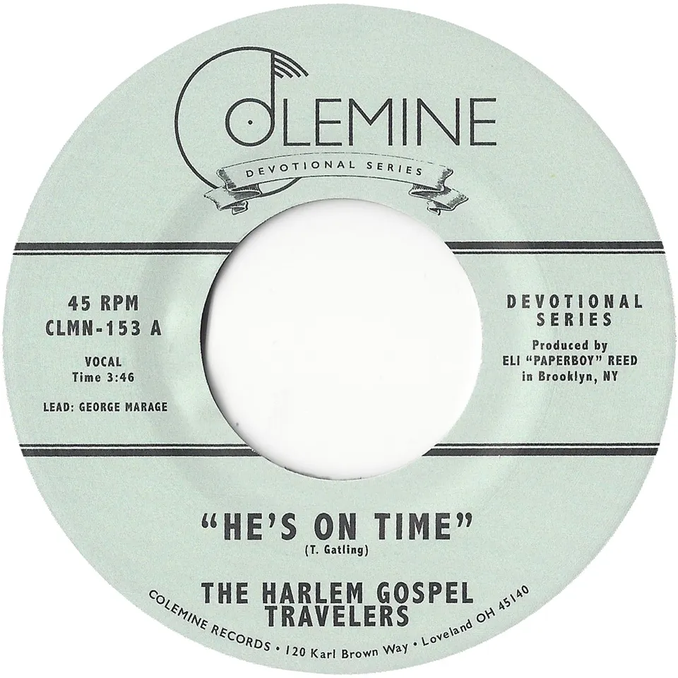 Harlem Gospel Travelers He's On Time 7" vinylsingel svart vinyl