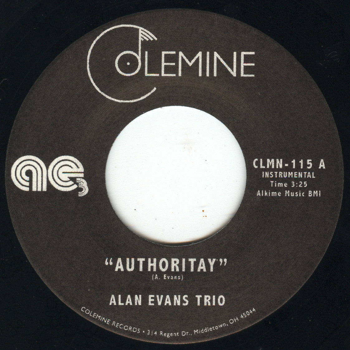 Alan Evans Trio Authoritay 7" singel svart vinyl