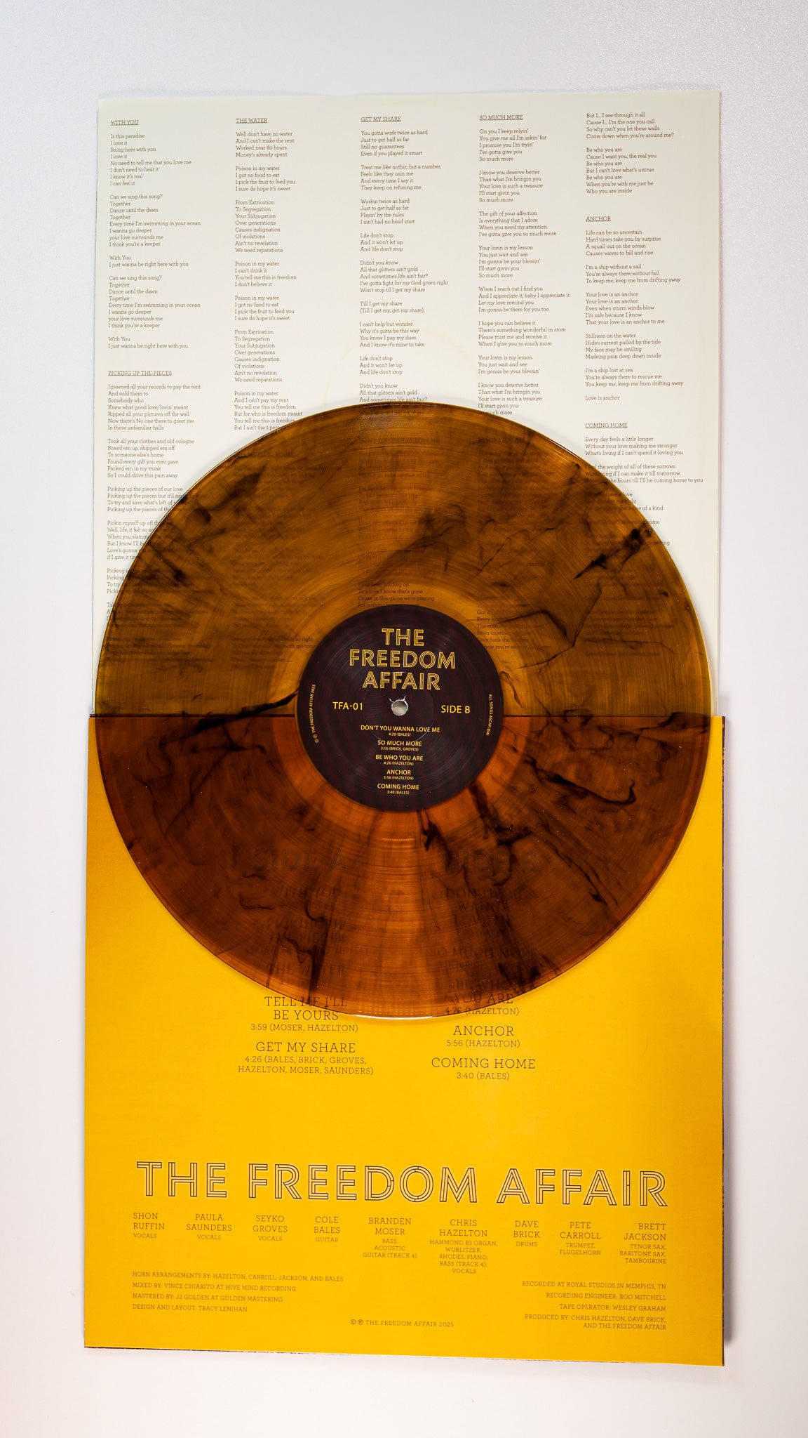 The Freedom Affair S/T LP vinylplate gold swirl