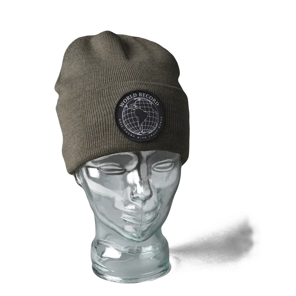 Neil Young World Record beanie lue oliven
