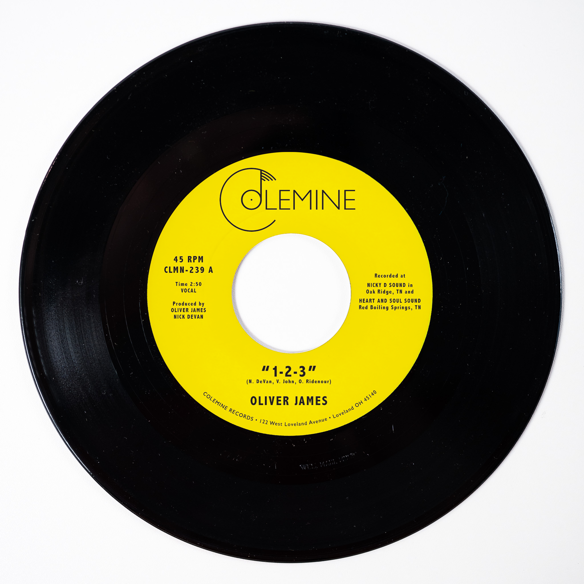 Oliver James 1-2-3 / Nothing Is Forever 45 blå vinyl soul