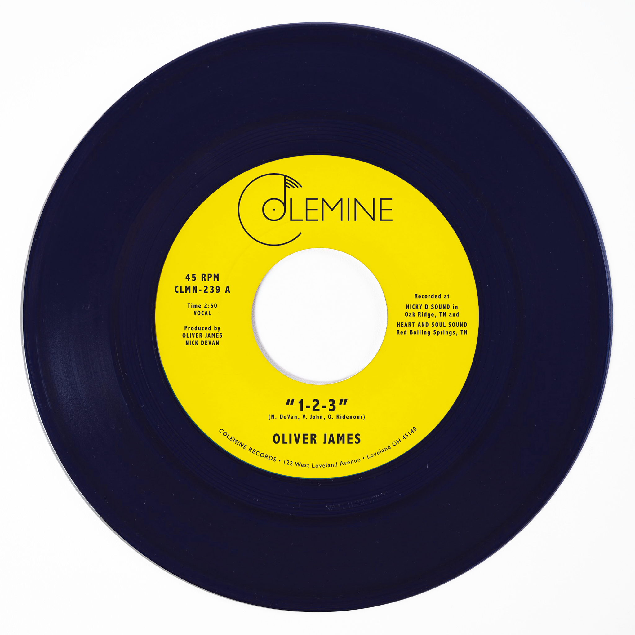 Oliver James 1-2-3 / Nothing Is Forever 45 blå vinyl soul
