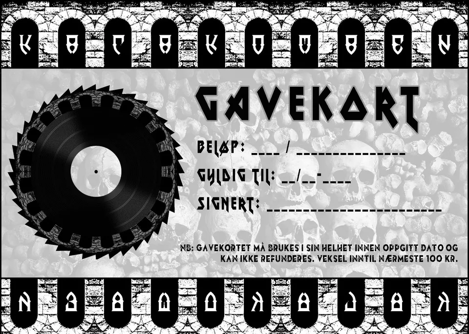 Katakomben Gavekort 500 kr fysisk butikk