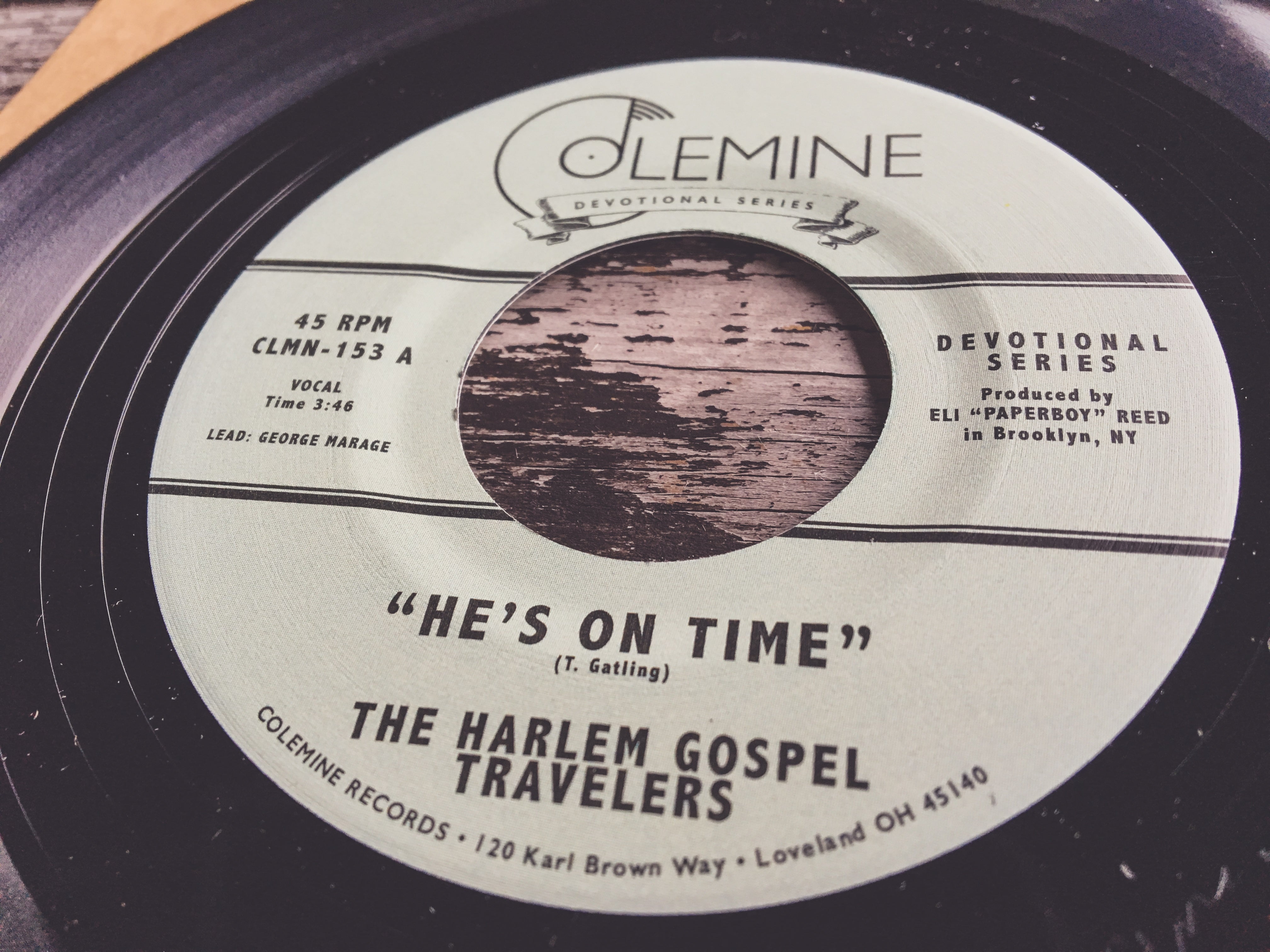 Harlem Gospel Travelers He's On Time 7" vinylsingel svart vinyl