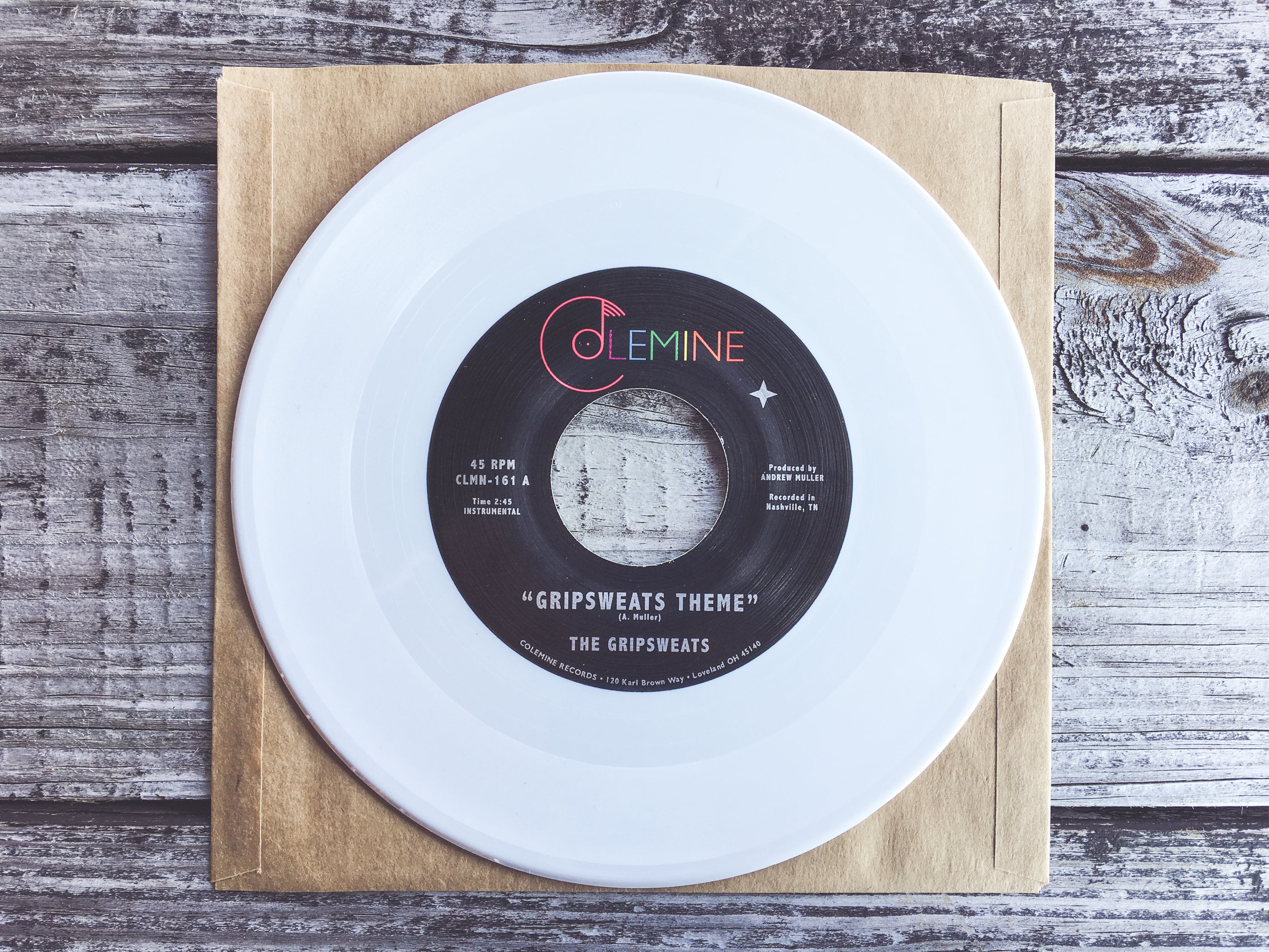 The Gripsweats Theme CLMN-161 7-tommer hvit funk-singel