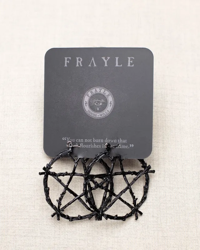 Frayle Black Pentacle øredobber svart hoop