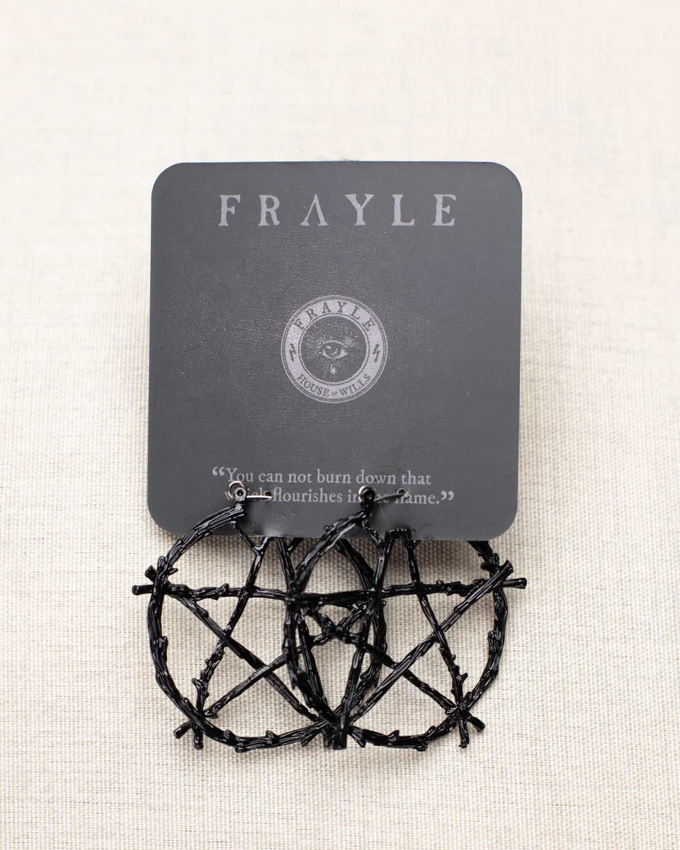 Frayle Black Pentacle øredobber svart hoop