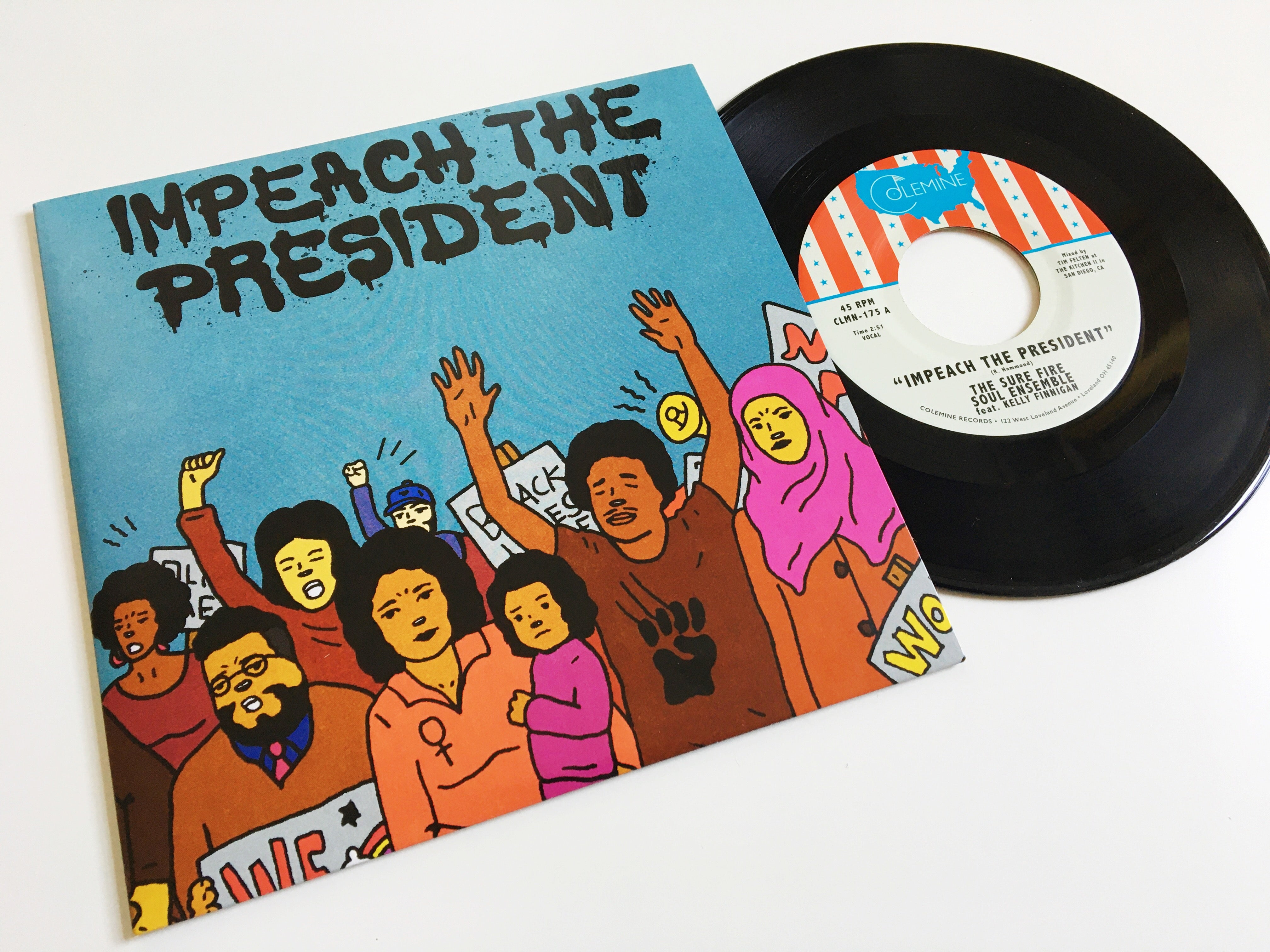 Sure Fire Soul Ensemble Impeach The President vinylsingel blå 7-tommer soul