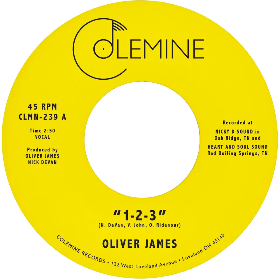 Oliver James 1-2-3 / Nothing Is Forever 45 blå vinyl soul
